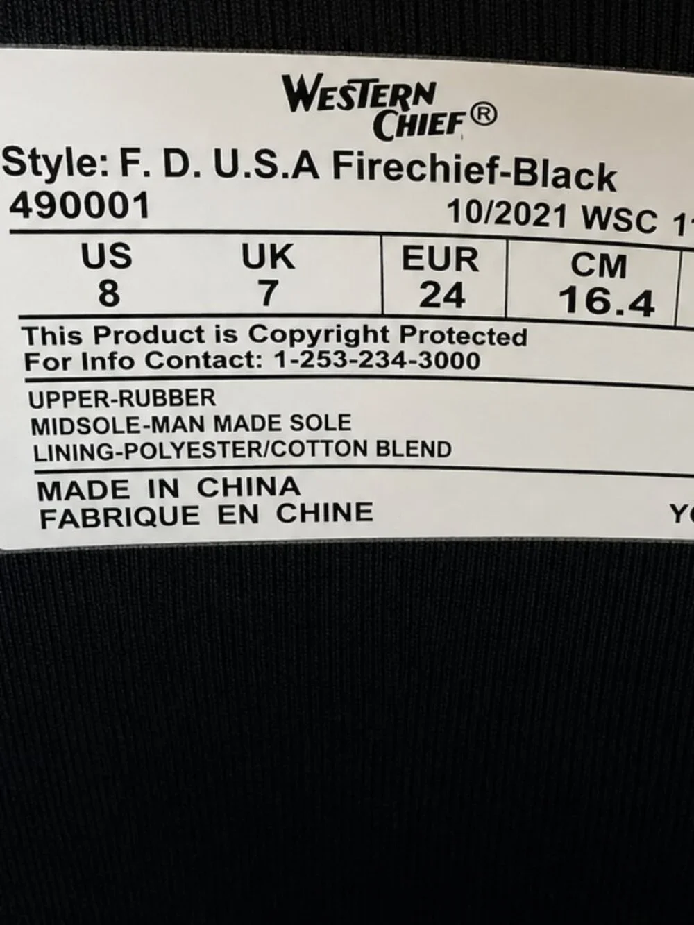 Western Chief Kids Black/Yellow Firefighter Waterproof Rain Boots SZ 8